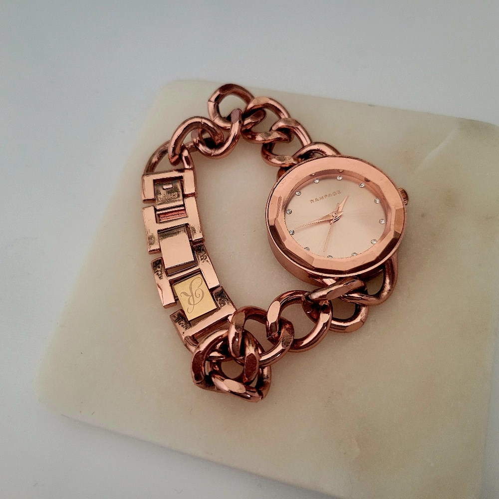 Women's Rampage Rose Gold Watch with Chain Bracelet